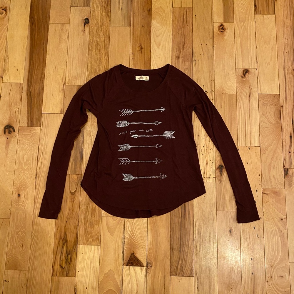 Burgundy Long Sleeve Hollister Shirt
